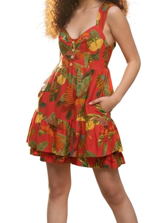 FARM Rio Dresses & Skirts - FARM Rio Red Forest Birds Dress